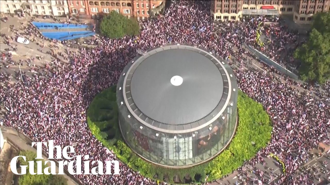 Aerial footage shows scale of 'unite the kingdom' rally