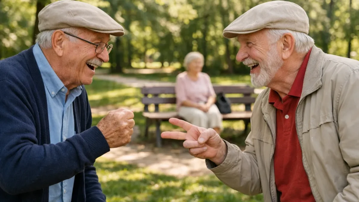 Všeobecný vedomostný kvíz 161 seniori hrajú kameň papier nožnice