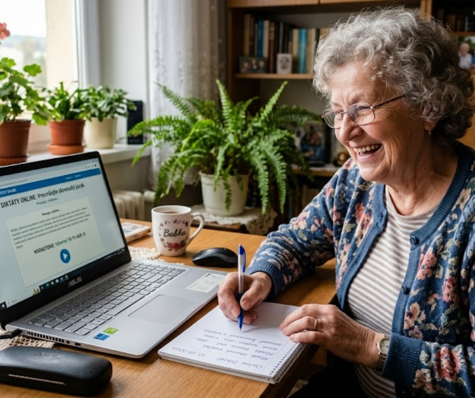 diktát 175 seniorka za počítačom