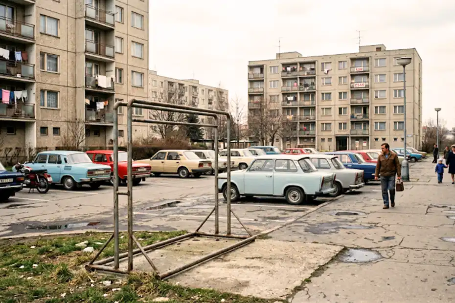 retro kvíz 8 prášič na sídlisku s trabantom v pozadí